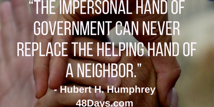Helping hand of a neighbor neighbor
